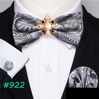 Barry.Wang vyriškas peteliškė su Pearl Sagė Paisley Silk Iš anksto surišta peteliškė rankogalių sąsagos vestuvių pasimatymams 922