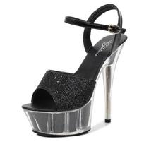 Moteriški Batai Catwalk Moteriški Seksualūs kulnai Super aukštakulniai sandalai Batai Moteriški sandalai Permatomi sandalai moterims 14cm kulnas 4cm platforma iš LFD 34 juoda