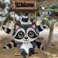 Mediniai vėjarodžiai Gyvūnas Vėjarodis Kiemo Meno Apdaila, Juokingas Gyvūno Animacinis Vėjarodis, Vėjarodis Sodo Kiemo Dekoro, Vejos Meno Ornamentai Raccoon