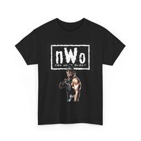 nWo Unisex sunki medvilninė marškinėlė, Retro imtynių marškinėlis, Holivudo Hogano tribute marškinėlis L gray