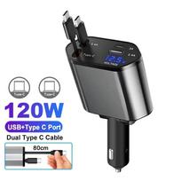 180W Automobilinis Greitas Įkroviklis USB C Tipo Maitinimo Adapteris Įtraukiamas Telefono Įkroviklis Su Stogo Žvaigždžių Šviesa IOS Android Telefonams