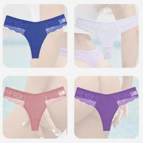 FINETOO 4Vnt./rinkinys Seksualios moteriškos medvilninės kelnaitės, nėriniuotos apatinės kelnaitės, skirtos moteriškam apatiniam trikotažui, apatinis trikotažas su gėlėmis, tuščiaviduriai plius dydžio kelnaitės S