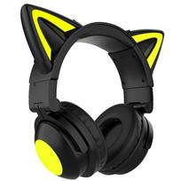 Sulankstomos prie galvos tvirtinamos kačių ausinės LED švytinčios žaidimų ausinės Heavy Bass Bluetooth 5.0 ausinės Tikros belaidės ausinės su mikrofonu juoda
