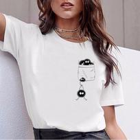 Juokingi Totoro marškinėliai Unisex Viršutiniai marškinėliai Kelionė į Šihiros pasaulį Marškinėliai Studio Ghibli Marškinėliai Japoniški L