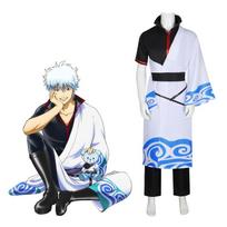 Anime Cosplay Kostiumai Sakata Gintoki Cosplay Kostiumas Kimono Helovinas Karnavalo Šventė Sidabrinė Siela Cosplay Kostiumas Perukai 2XL