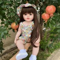 BZDOLL 55 CM 22 colių Reborn lėlės Realistiškas Pilno silikono kūdikis Bebe Naujagimio mergaitės lėlė Princesė Mažylio žaislas Dovana oranžinė