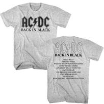 ACDC Back in Black Album Tracks Men's T Shirt 4XL