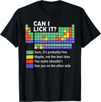 Ar galiu jį nulaižyti? Juokingas cheminių elementų periodinės lentelės unisex marškinėlis S