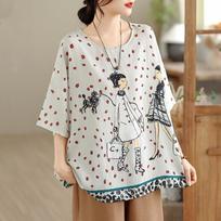 Short sleeve Oversized cotton vintage Casual loose t shirt tops Women summer t-shirt juoda