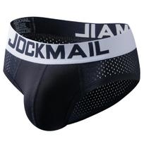 Kelnaitės JOCKMAIL Fashion žemu juosmeniu, kvėpuojantis tinklinis vyriškas apatinis trikotažas, paprastos kasdienės apatinės kelnės XXL juoda