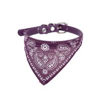 Reguliuojamas naminių gyvūnų šuniuko katės šalikas bandana apykaklė kaklo šalikas mažiems šunims kačiukui seilių rankšluostis PU apykaklė su trikampiu bintu neck 20-28cm violetinė