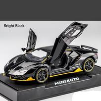 1:32 Lamborghini LP770 automobilių modelio žaislas, su garsu ir šviesa atsitraukiantys automobilio cinko lydinio žaislai vaikams, berniukui, mergaitei 15.4*6.7*4cm juoda