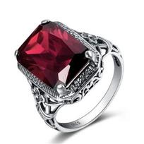 Tvirtas 925 sterlingų sidabro natūralaus raudono rubino žiedas mergaitėms Topaz brangakmenio retro rubino sužadėtuvių sidabro 925 papuošalų žiedų dėžutė 9 raudona