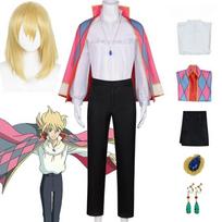 Anime Howl's Moving Castle Howl Cosplay Kostiumas Vyrams Perukas Karoliai Aksesuarai Apranga Helovino Paltas Pilnas Komplektas L