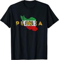 Persiškas žemėlapis ir vėliava sendinto persiško dizaino puikūs unisex marškinėliai S