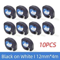 10pk 91330 LT etikečių juosta suderinama su Dymo Letratag juostele 91331skirta LT-100H LT-100T Dymo lipniam etikečių spausdintuvui Lm920 juosta12mm 10p  Black on White