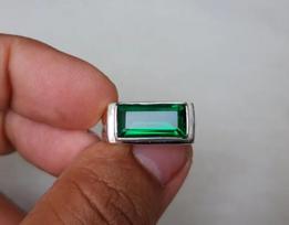 Nano Emerald Gemstone Ring, 925 Sterling Silver Ring, Unisex Ring, Wedding Gift Ring, Anniversary Gift, Silver jewelry 6
