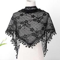 Nėrinių trikampis šydas, Nėrinių skara, Katalikiškas šydas, Bažnyčios šydas, Koplyčios šydas Mantilla, Moteriškas nėrinių šalis 145*40cm