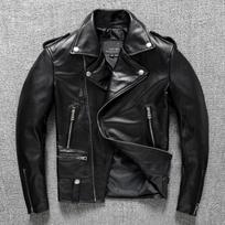 Viršutinis sluoksnis karvės oda Natūrali oda Odinė striukė Vyriška Odinė motociklininko striukė Prigludusi odinė striukė Atvartas Madinga jaunimo striukė S juoda