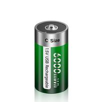 1,5VC 6000 mWh įkraunama C tipo baterija USB įkrovimo R14 LR14 ličio jonų C baterija žibintuvėlio dujinei viryklei žalia