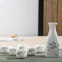 Keramikos sake puodelio ąsotis Japonijos vyno stiklinių rinkinys Vyno dubuo mažas keraminis vyno taurės kūrybinės dovanos 7 vnt / rinkinys Style 2