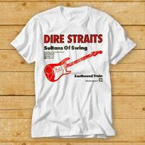230 g/m² 100% medvilnės Dire Straits marškinėliai Muzika Gitara Rokas Unisex Šiurkštus Dovana Mados Stilius Viršus Marškinėliai 2121 XXS balta