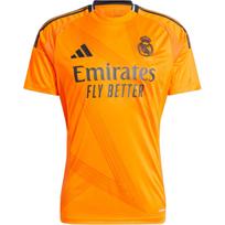 Adidas Real Madrid SS24 Madingi Logotipo Laisvalaikio Išvykos Trumpomis Rankovėmis Futbolo Marškinėliai Vyriški Viršutiniai Drabužiai Oranžiniai IU5013 S