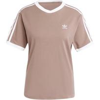 adidas moteriški 3 juostelių marškinėliai, rudi, moteriški, gatvės stiliaus, JD4570 XS