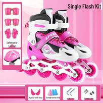 Reguliuojamas vaikų riedučių rinkinys su PVC šviečiančiais ratukais, šalmu ir apsaugomis Adjustable Medium (Fits Size 33-37)