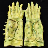 Latekso monstro žalias žuvies monstro kostiumas su pirštinėmis namams su vaiduokliais ir Helovino renginiams Green Gloves