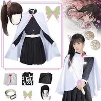 bilibili Tsuyuri Kanao kostiumas Anime Demon Slayer Kimetsu No Yaiba Tsuyuri Kanao Cosplay Kostiumų uniforma Moterys Kimono Haori L-(Costume+Wig)