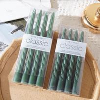 Europos stiliaus spalvota sriegiuota ilga lazdinė žvakė namų naudojimui romantiškoms vestuvėms klasikinis spiralinis žvakidės stulpas vaškas Twist Thread Dark Green (4 pcs)