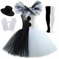 The Clown Costume Terrifier Art Girl Black White Fancy Tutu Dress Horror Joker Dress for Girls Halloween Carnival Party Costumes 145-155 juoda