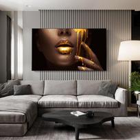 Seksuali afrikietė Auksinės merginos veidas HD spausdinimo sienos plakatas Auksinių lūpų piešimas sienoms piešinys Svetainės namų dekoravimas 20x40cm No frame auksas/juoda