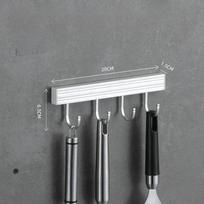 Kabykla be skylių virtuvės kabliukų lentyna Tvirtas lipnus daugiafunkcis sieninis pakabinamas strypų laikymo stovas 10 hooks juoda
