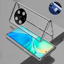For Xiaomi 15 Ultra Metal Frame Full Protection Case For Mi 14 Pro Ultra Magnetic Adsorption Double-Sided Tempered Glass Cover For Xiaomi 14 Ultra sidabras