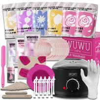 WUWUVISTA 56pc Hair Removal Set for Brazilian/Face/Body, Includes Wax Warmer, Wax beads & Post-Care Kit UK Plug juoda
