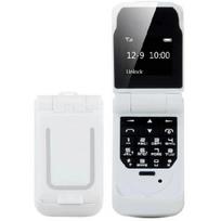 0,66  Mini atlenkiamas mobilusis telefonas Mažiausias atlenkiamas FM belaidis Bluetooth 3.0 rinkiklis Laisvų rankų įranga Vieno SIM kortelės telefonas balta
