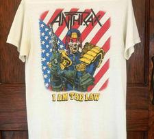 1987 ANTHRAX Vintažiniai marškinėliai Among the Living Judge Dredd Vyriški A108 M gray