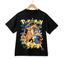 NAUJAS Pokémon čempionas Pikachu Charizard marškinėliai - Šaunus retro anime gatvės stiliaus marškinėlis L