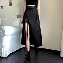 Moteriški sijonai Gatvės apranga aukštu juosmeniu, šone skeltu lankas Retro Sexy Netaisyklingas Vasarinis Elegantiškas mados dizainas A linijos moteriškas solidus XXXL juoda