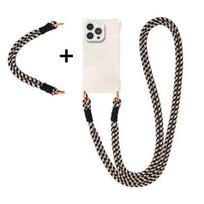 Crossbody Necklace Cord Lanyard telefono dėklas, skirtas iPhone 15 14 13 12 11 Pro Max 15 Plus XR X XS minkštas dangtelis For iPhone14 Pro Max balta