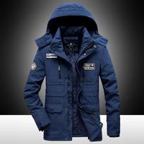 Vyriškos žieminės striukės Viršutiniai rūbai Drabužiai Žieminė Parka Striukė Vyriški Paltai su gobtuvu Laisvalaikio šilta vėjo striukė XXXXL šviesiai mėlyna spalva