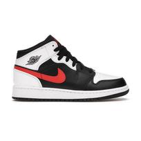 Air Jordan 1 Mid GS Chile Red Vaikams Batai Juodi Balti 554725-075 36.5