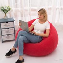Kavos pripučiamas sferinis sėdmaišis - Flokuotas atlošiamas sofa As Pictured