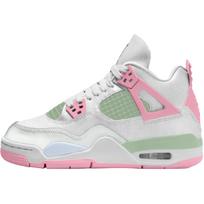 Air Jordan 4 Retro GS Valentino diena 2026 Vaikų sportbačiai Balti Vidutinio minkštumo Rožiniai Pusiau Mėlyni-Vapor-Žali IB7068-100 35.5