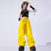 Vaikų džiazo šokio kostiumai, Mergaičių kostiumai, Madingi, Šaunūs, Madingi, Vaikų podiumas, Madingi drabužiai, Džiazo hip-hop'o kostiumai 180 geltona