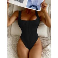 Vienos dalies maudymosi kostiumas moterims, vienspalvis, vasaros paplūdimio atostogoms, monokinis, konservatyvus bikini, liekninantis, atviras nugara maudymosi kostiumas, 2024 m. naujiena S juoda