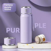 New Thermos Cup Girls High Appearance Level 316 Stainless Steel Water Cup Food Grade Children Students Special Cup for School 450ml violetinė