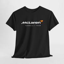 McLaren Formulės 1 komandos juodi marškinėliai – Unisex lenktyniniai marškinėliai vyrams ar moterims S